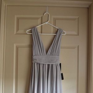 Lulus heavenly hues light grey maxi dress